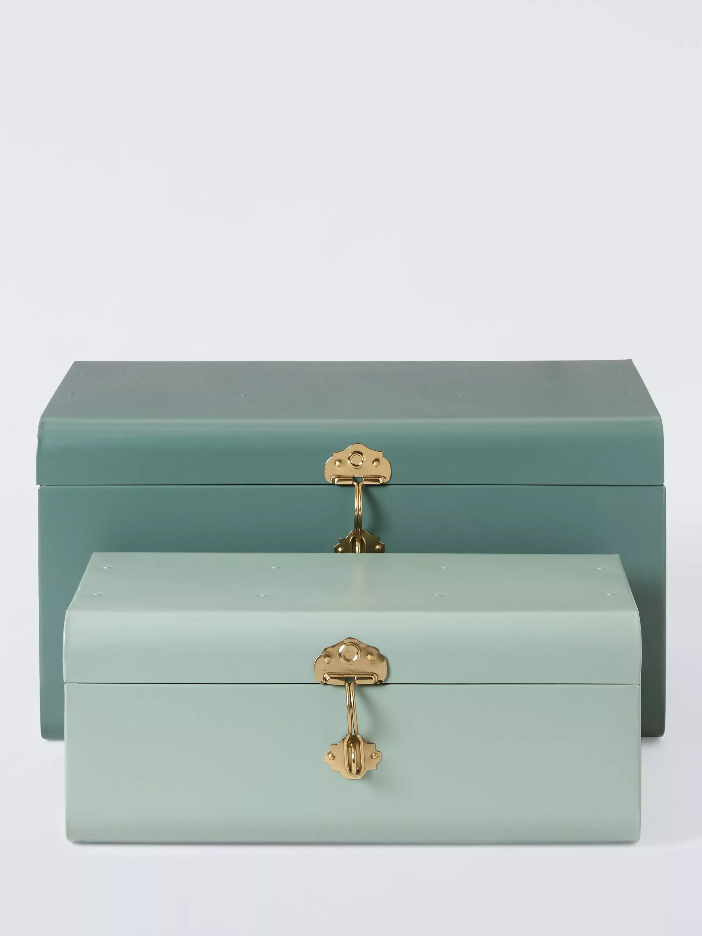 John Lewis metal storage trunk set Pacific Rosemary colours - British product