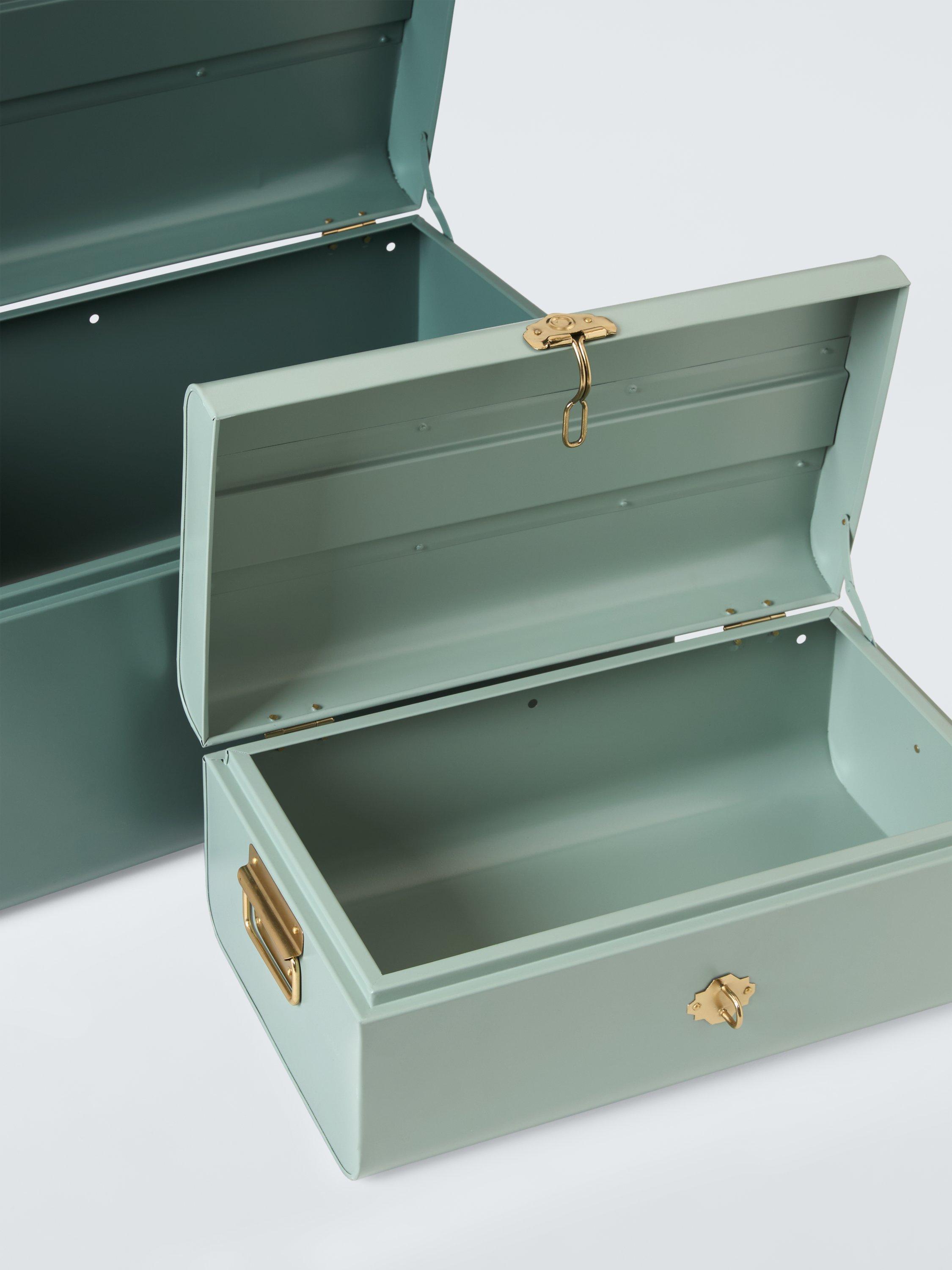 John Lewis metal storage trunk set Pacific Rosemary colours - British product