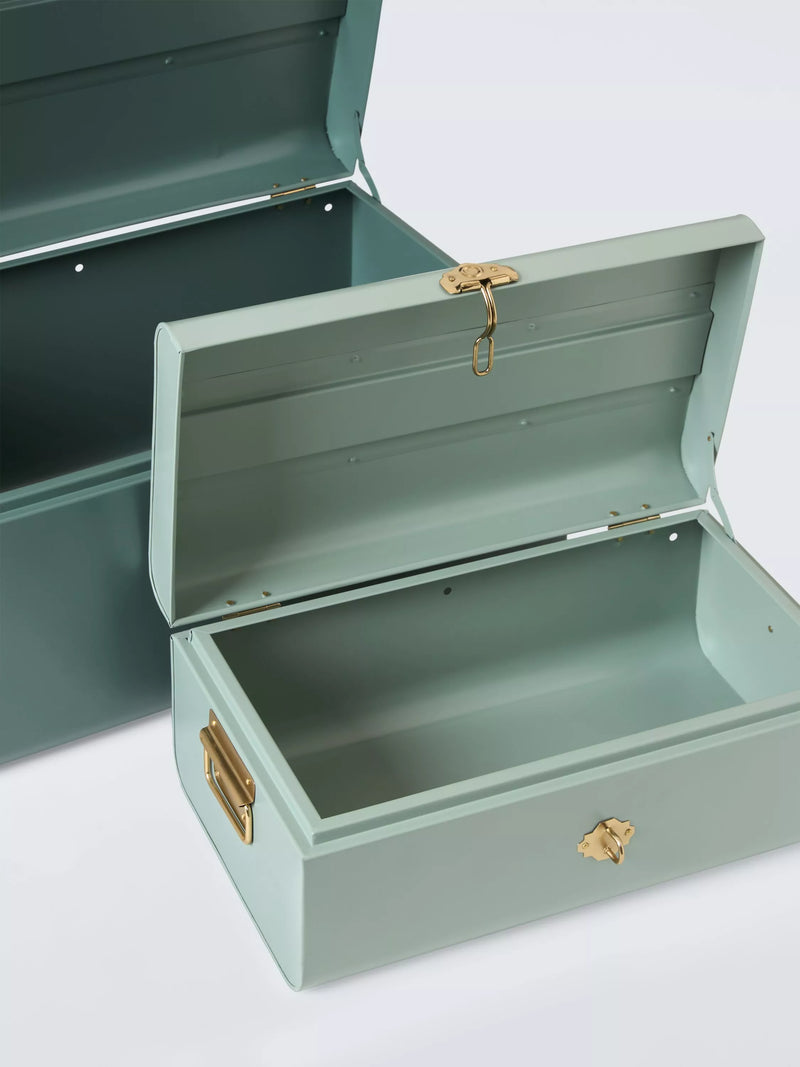 John Lewis metal storage trunk set Pacific Rosemary colours - British product