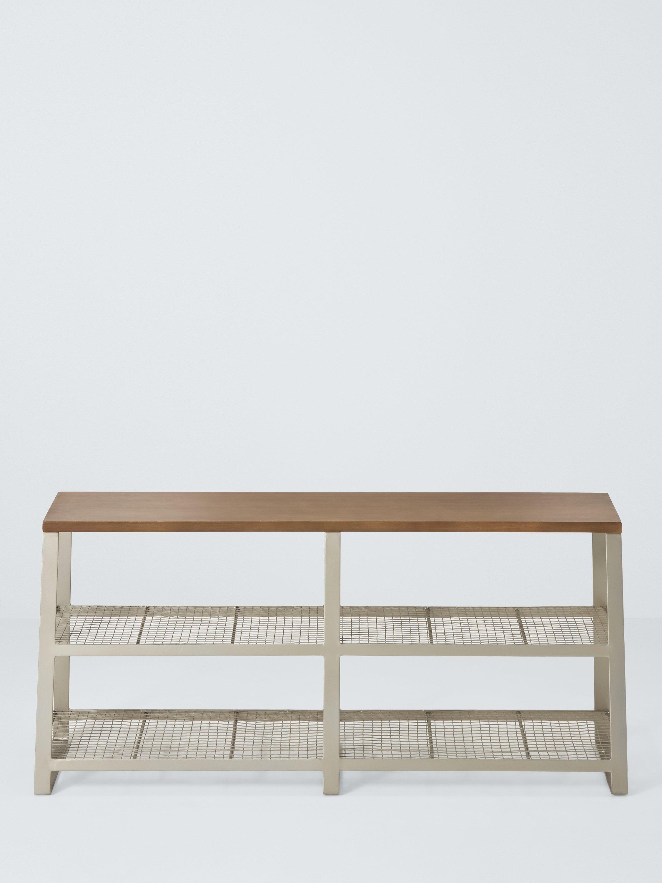 John Lewis industrial shoe bench grey smoke mango wood (British brand)