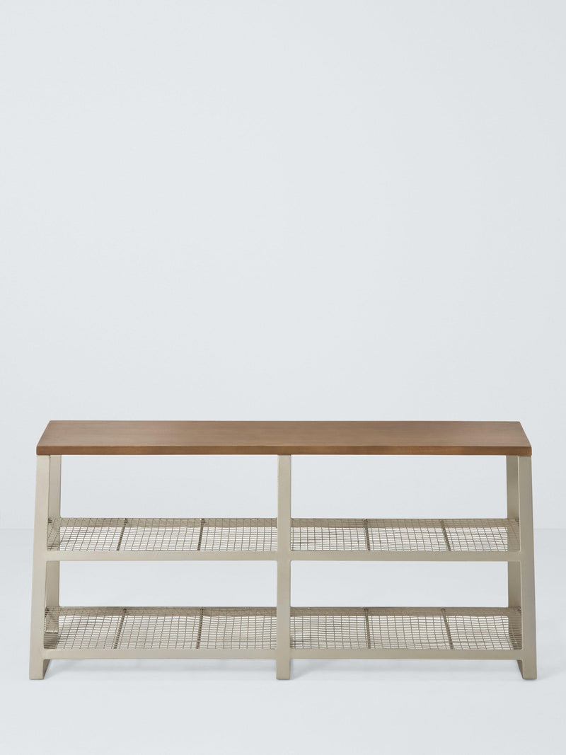 John Lewis industrial shoe bench grey smoke mango wood (British brand)