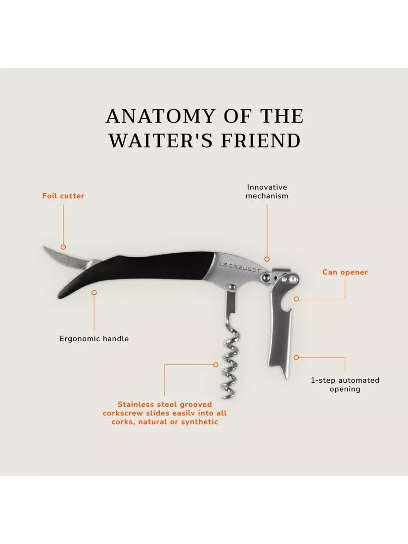 Le Creuset waiter's friend corkscrew shiny black (British brand)