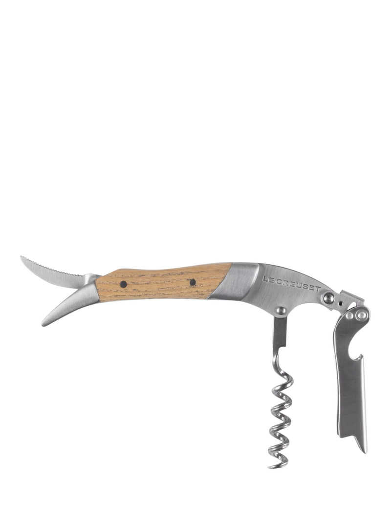 Le Creuset waiter's friend corkscrew oak wood handle, imported from the UK