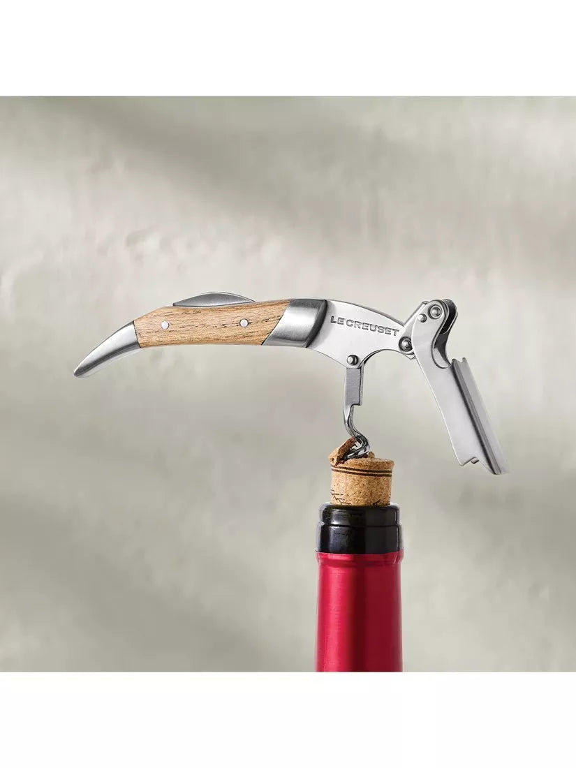 Le Creuset waiter's friend corkscrew oak wood handle, imported from the UK