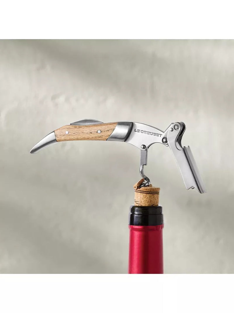 Le Creuset waiter's friend corkscrew oak wood handle, imported from the UK