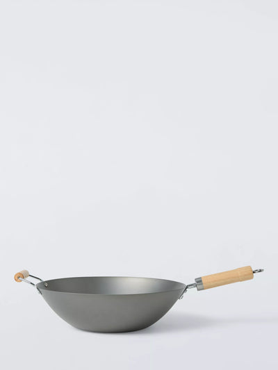 John Lewis John Lewis Uncoated Carbon Steel Wok with Helper Handle 35cm- Buy online at McGrocer