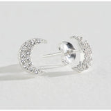 Revere sterling silver cubic zirconia moon stud earrings 10mm, imported from the UK
