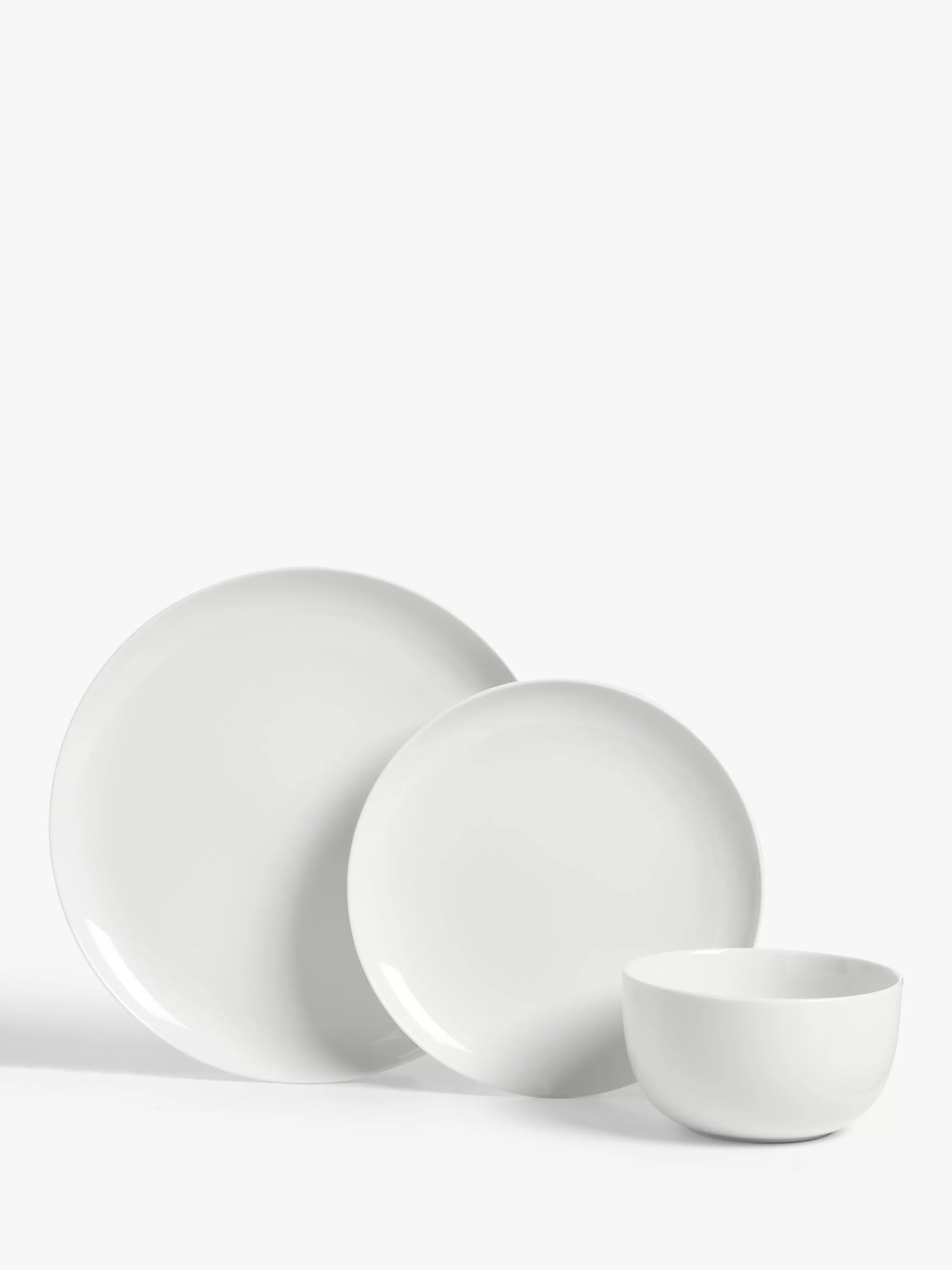 John Lewis dinnerware set 12 piece white, imported from the UK