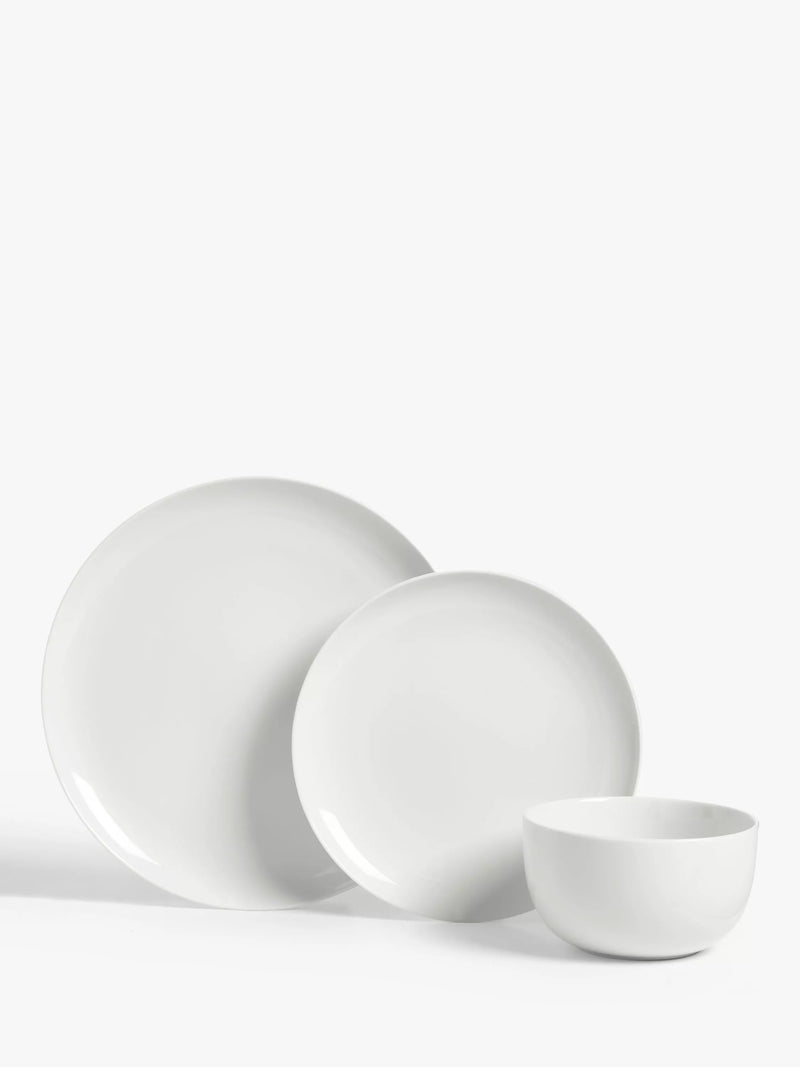 John Lewis dinnerware set 12 piece white, imported from the UK