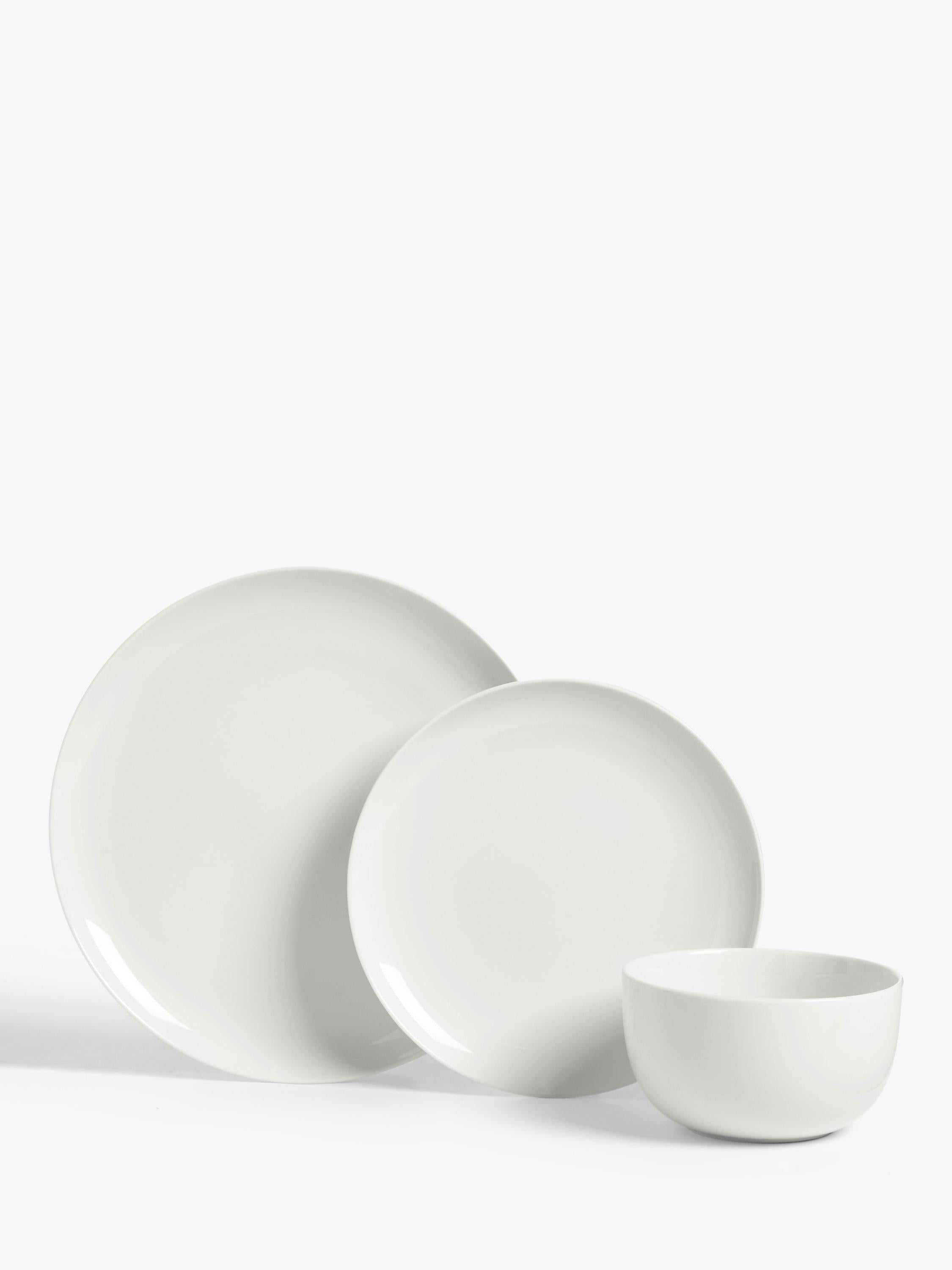 John Lewis dinnerware set 12 piece white, imported from the UK
