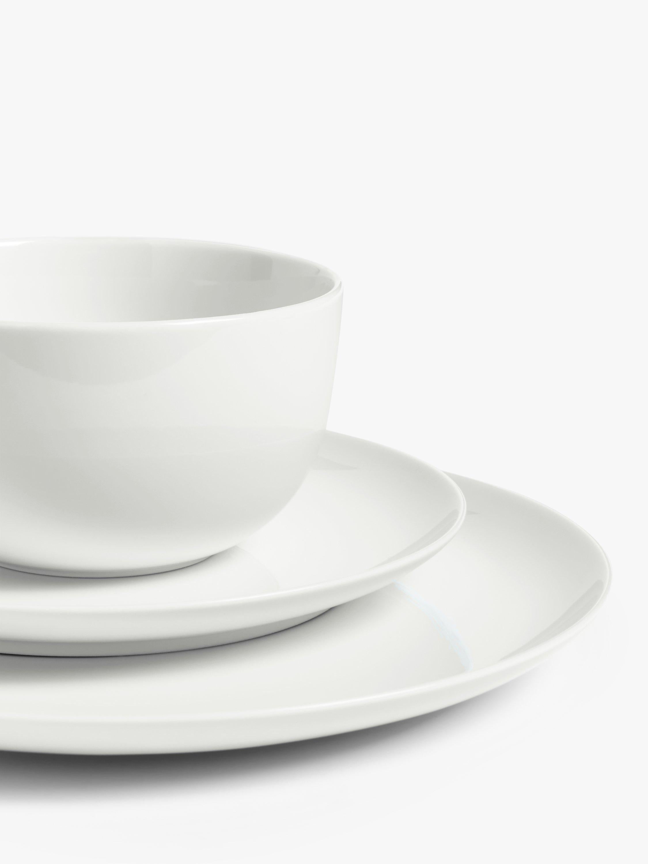 John Lewis dinnerware set 12 piece white, imported from the UK
