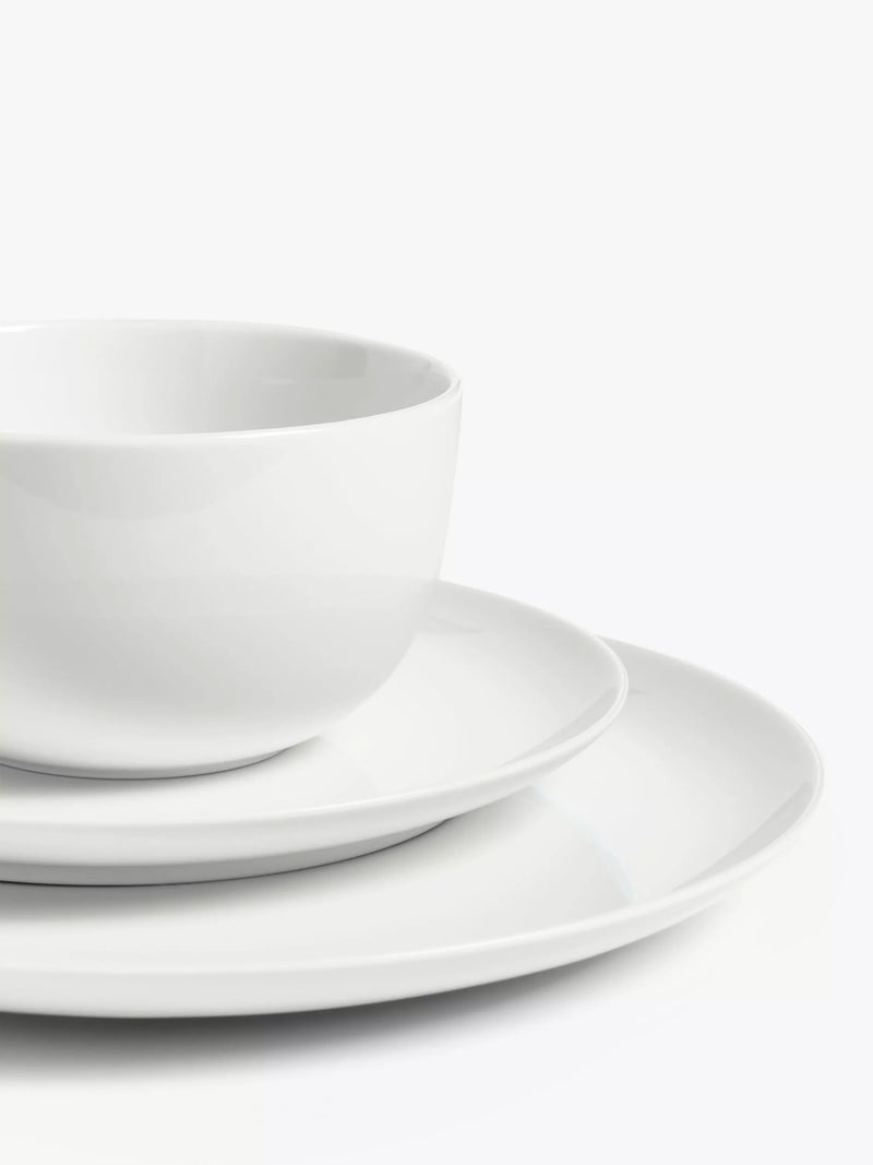 John Lewis dinnerware set 12 piece white, imported from the UK