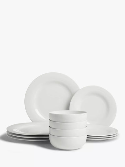 John Lewis John Lewis Dine Rim Porcelain Dinnerware Set 12 Piece White- Buy online at McGrocer