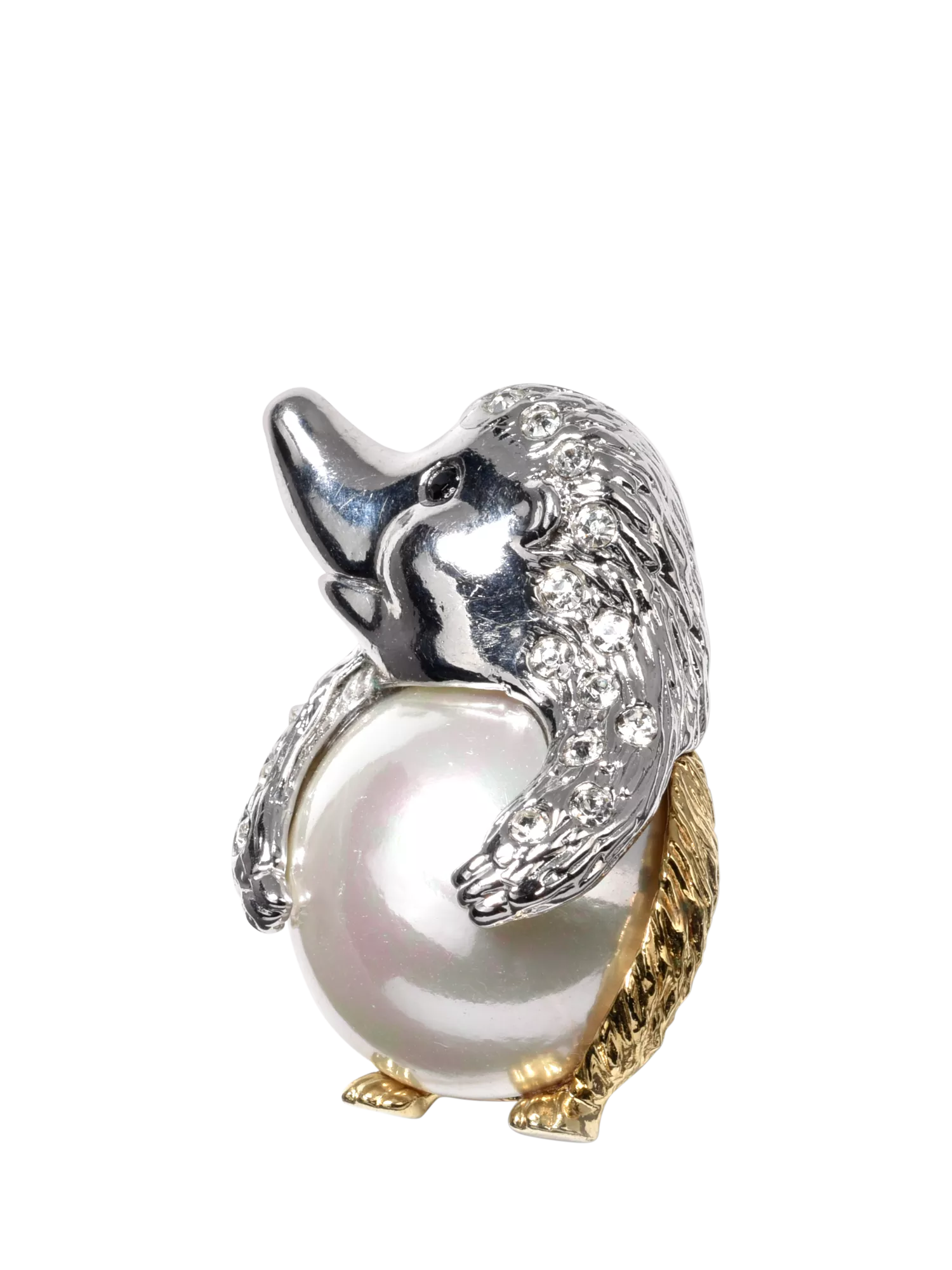 Eclectica hedgehog brooch with faux pearl 3x2cm (British brand)