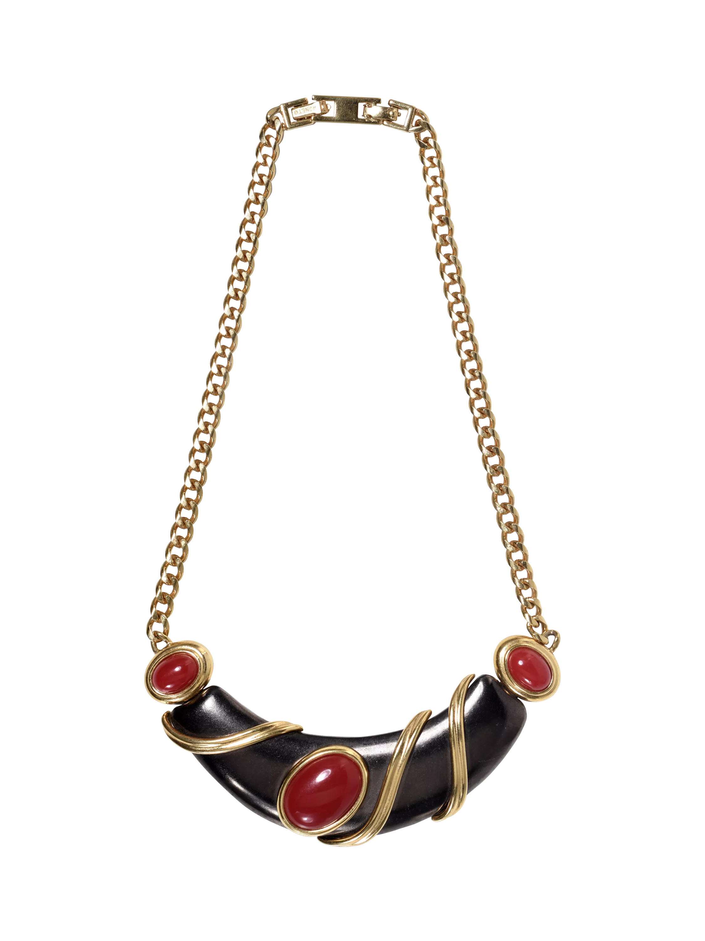 Monet gold plated bib necklace with resin cabochons - British product