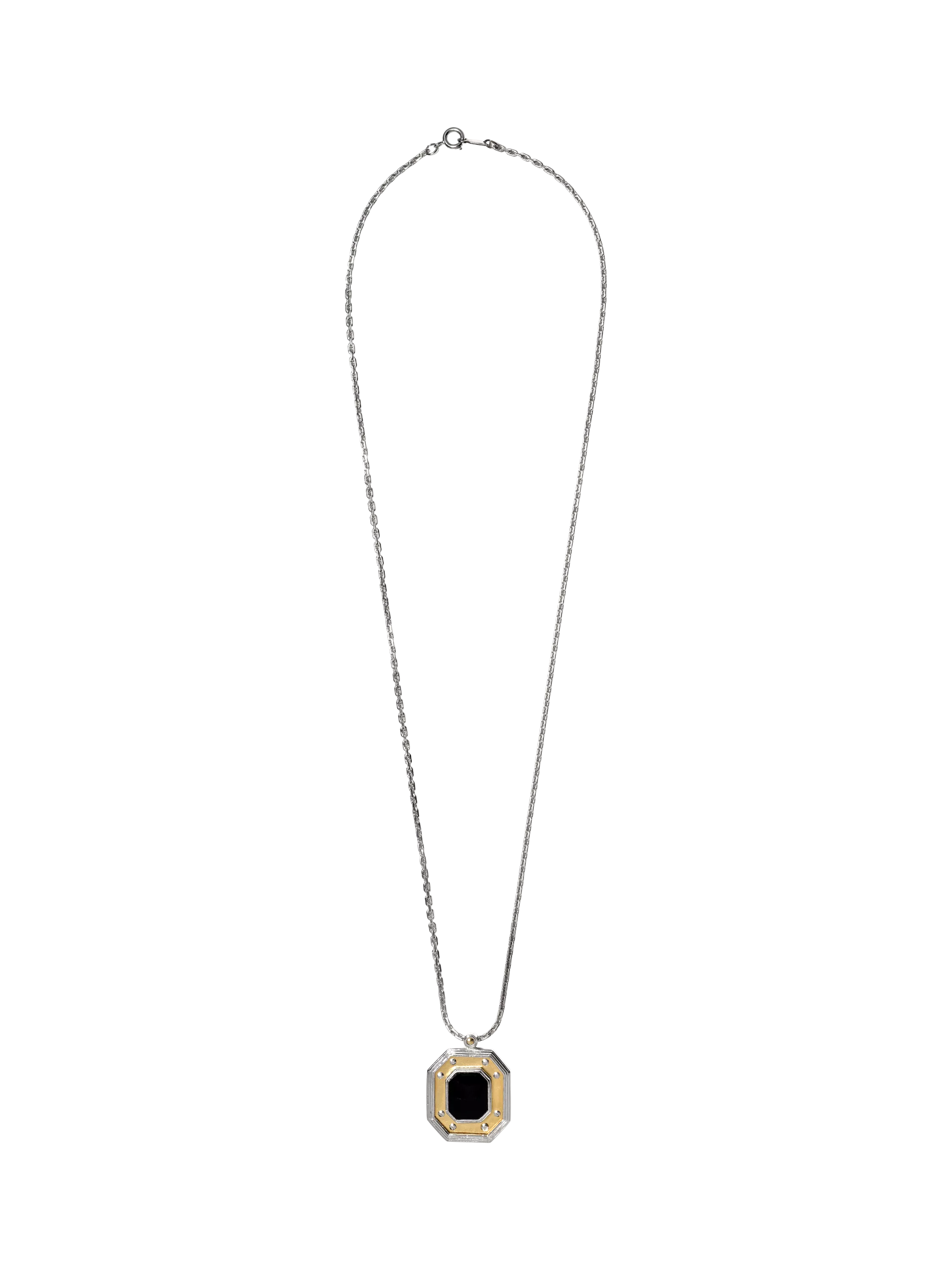 Eclectica onyx pendant necklace 18ct gold rhodium plated (British brand)
