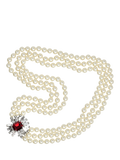 Eclectica faux pearl crystal collar necklace, silver/red (British brand)