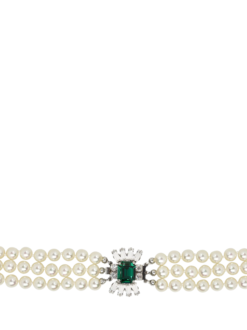 Eclectica pre-loved faux pearl crystal collar necklace, UK version