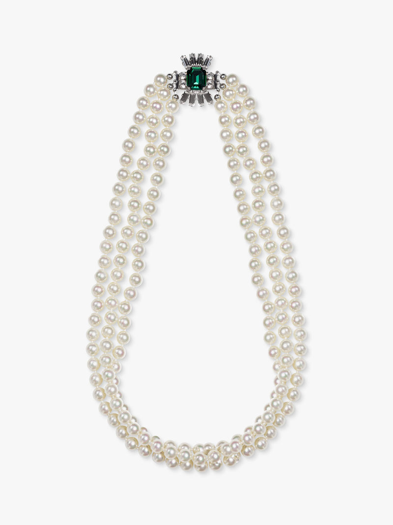 Eclectica pre-loved faux pearl crystal collar necklace, UK version