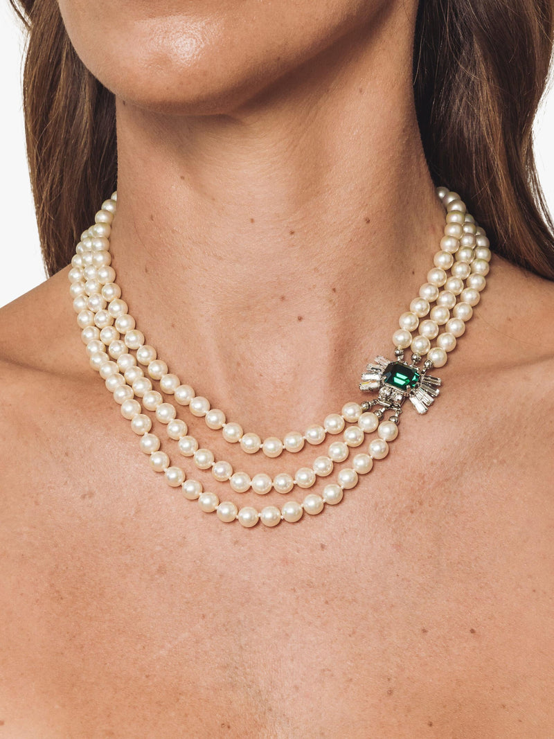 Eclectica pre-loved faux pearl crystal collar necklace, UK version