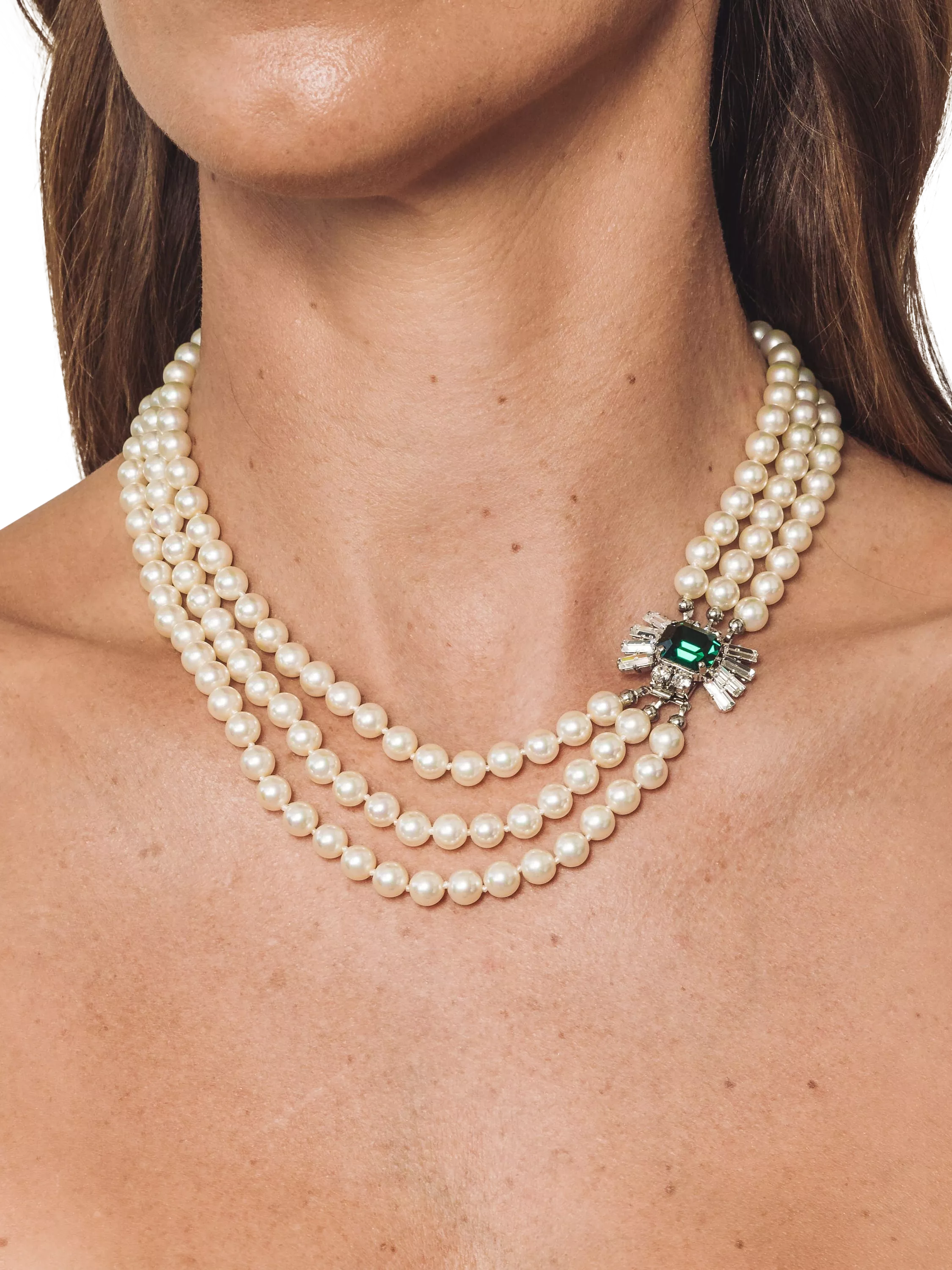 Eclectica pre-loved faux pearl crystal collar necklace, UK version