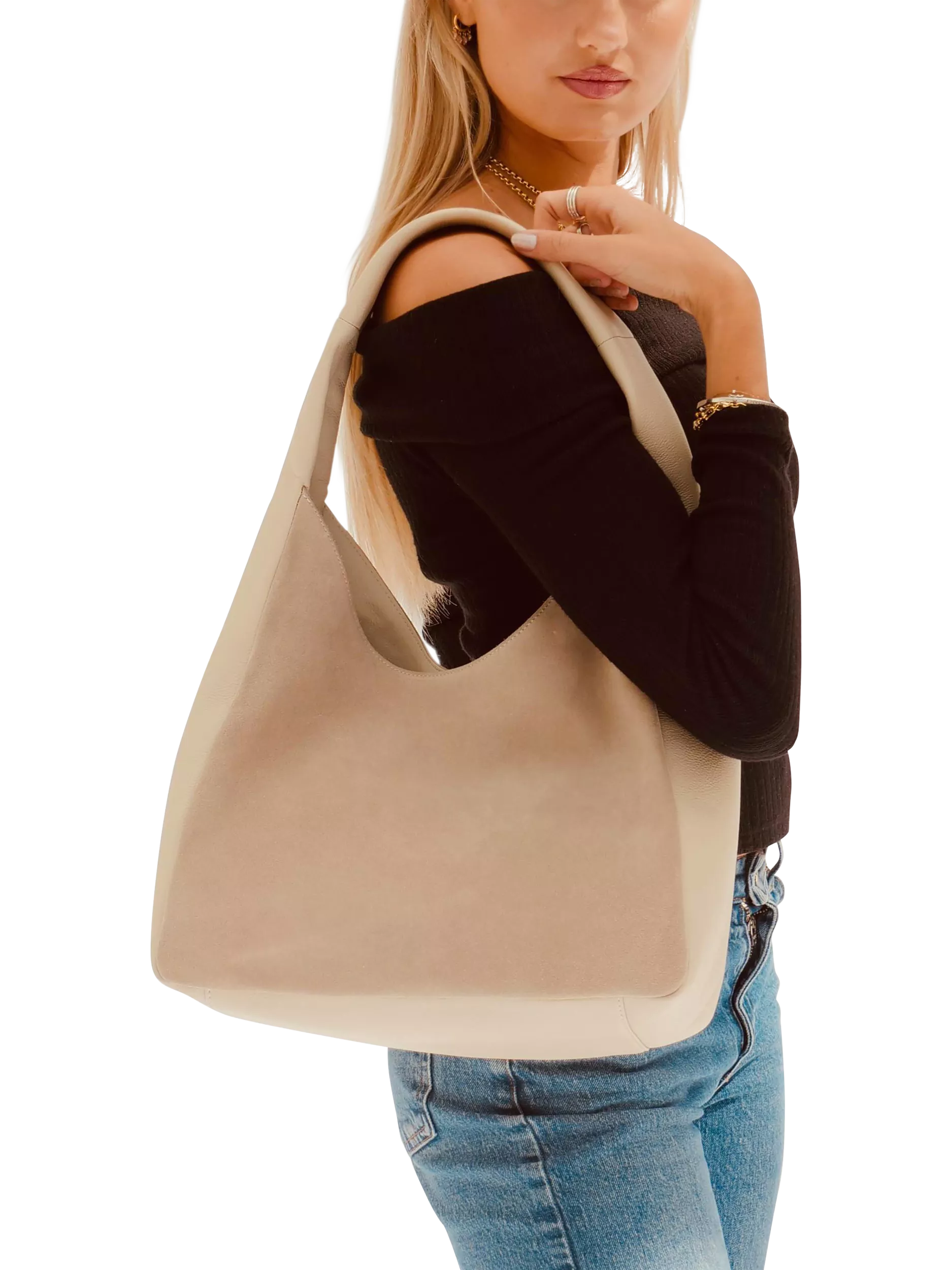 Apatchy London Henry suede and leather hobo bag - British product