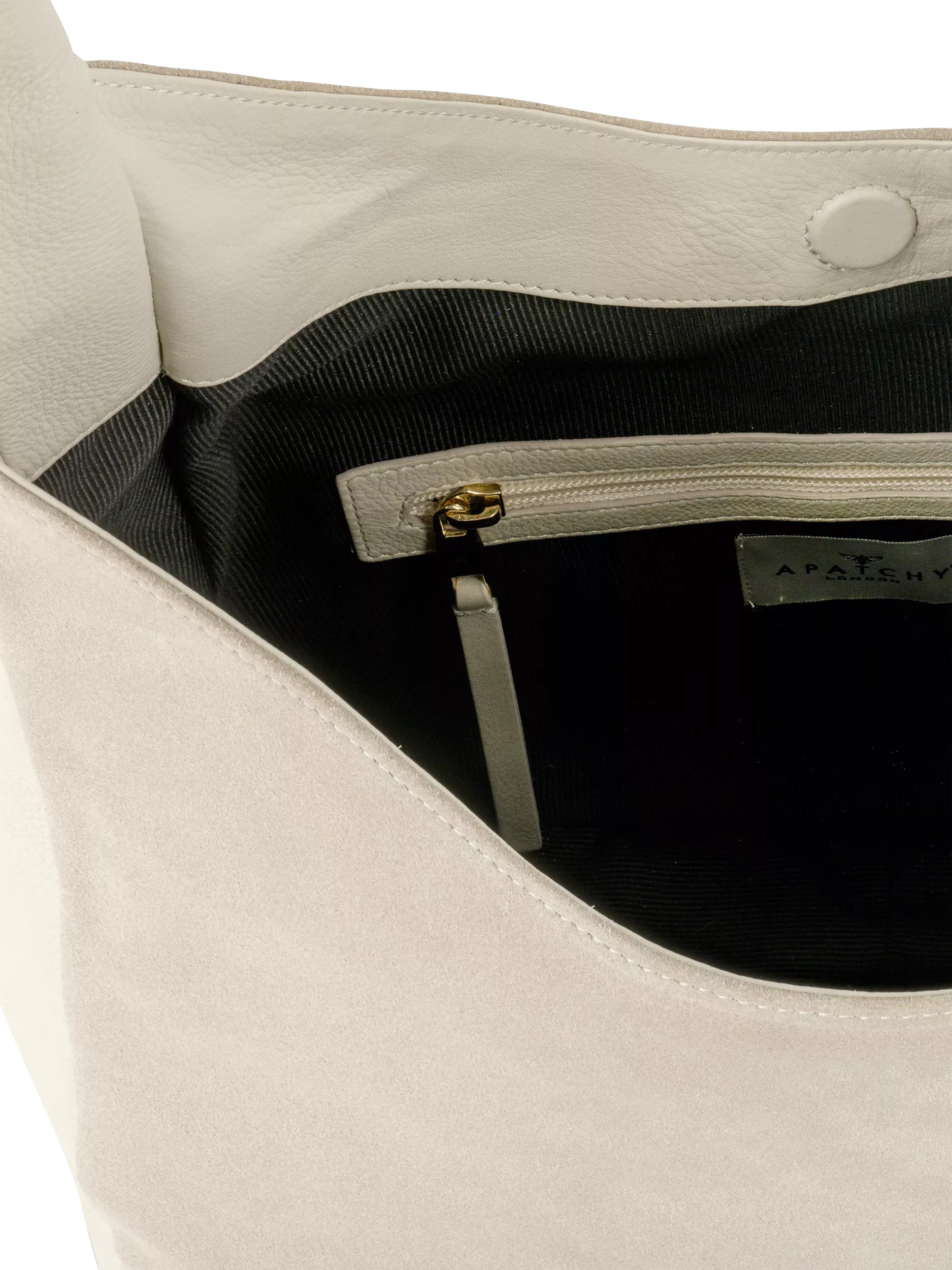 Apatchy London Henry suede and leather hobo bag - British product