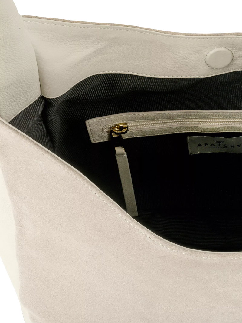 Apatchy London Henry suede and leather hobo bag - British product
