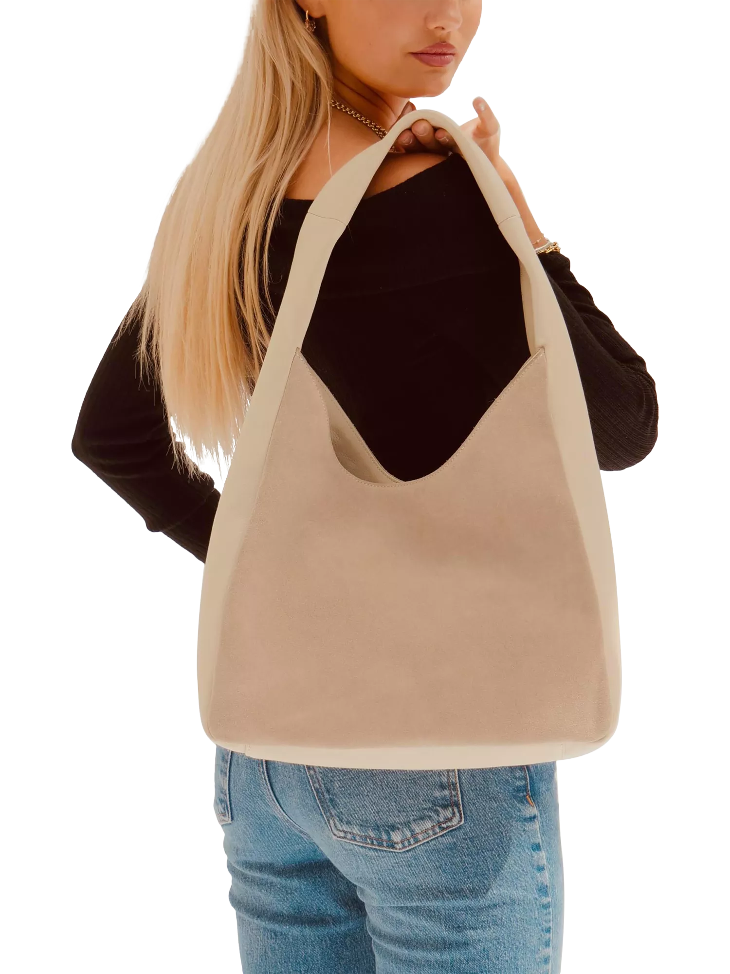 Apatchy London Henry suede and leather hobo bag - British product