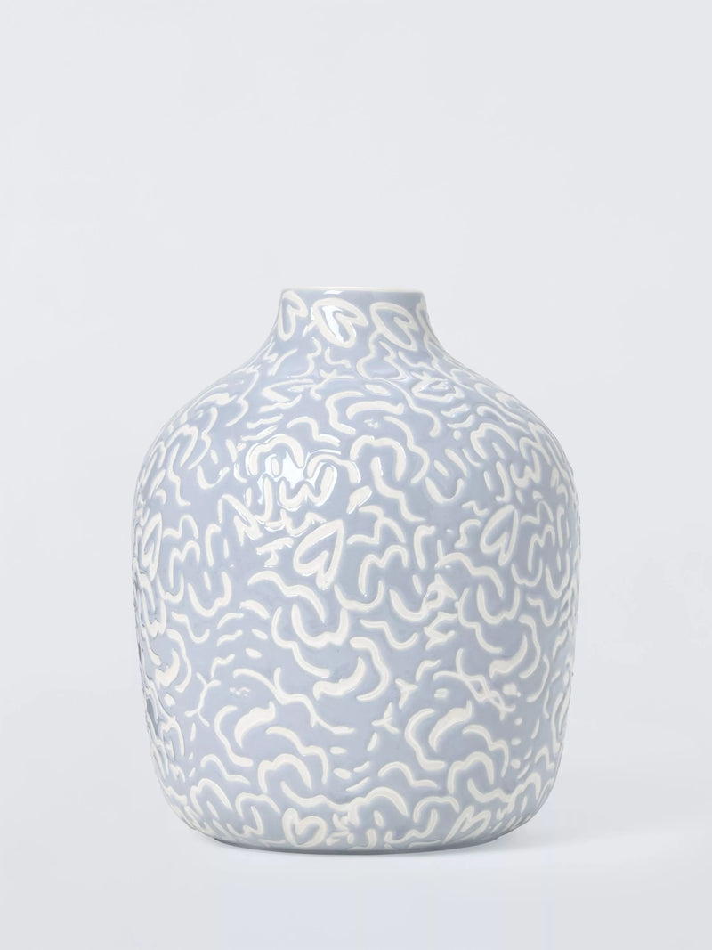 John Lewis Archive Heart stoneware vase blue (British brand)