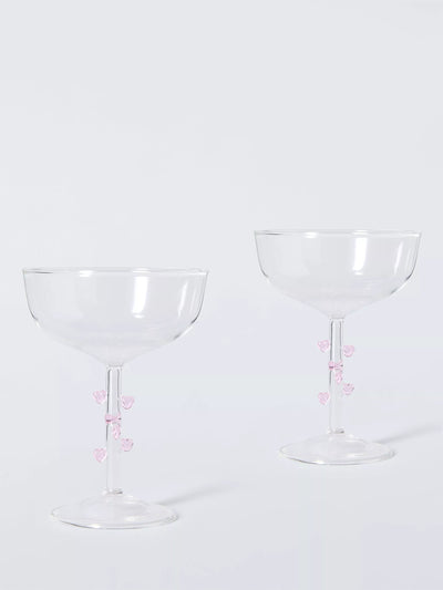 John Lewis John Lewis Archive Heart Stem Champagne Coupes, Set of 2- Buy online at McGrocer