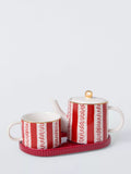 John Lewis Archive Stripe tea set in red, UK version