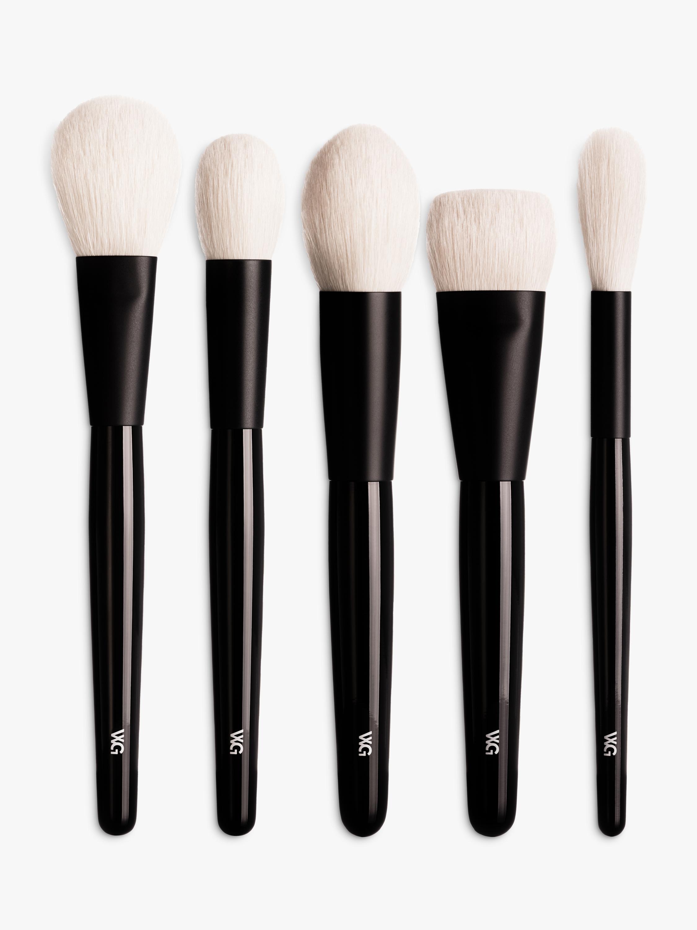 Set of Five Handcrafted Face Makeup Brushes with Natural Hair Bristles