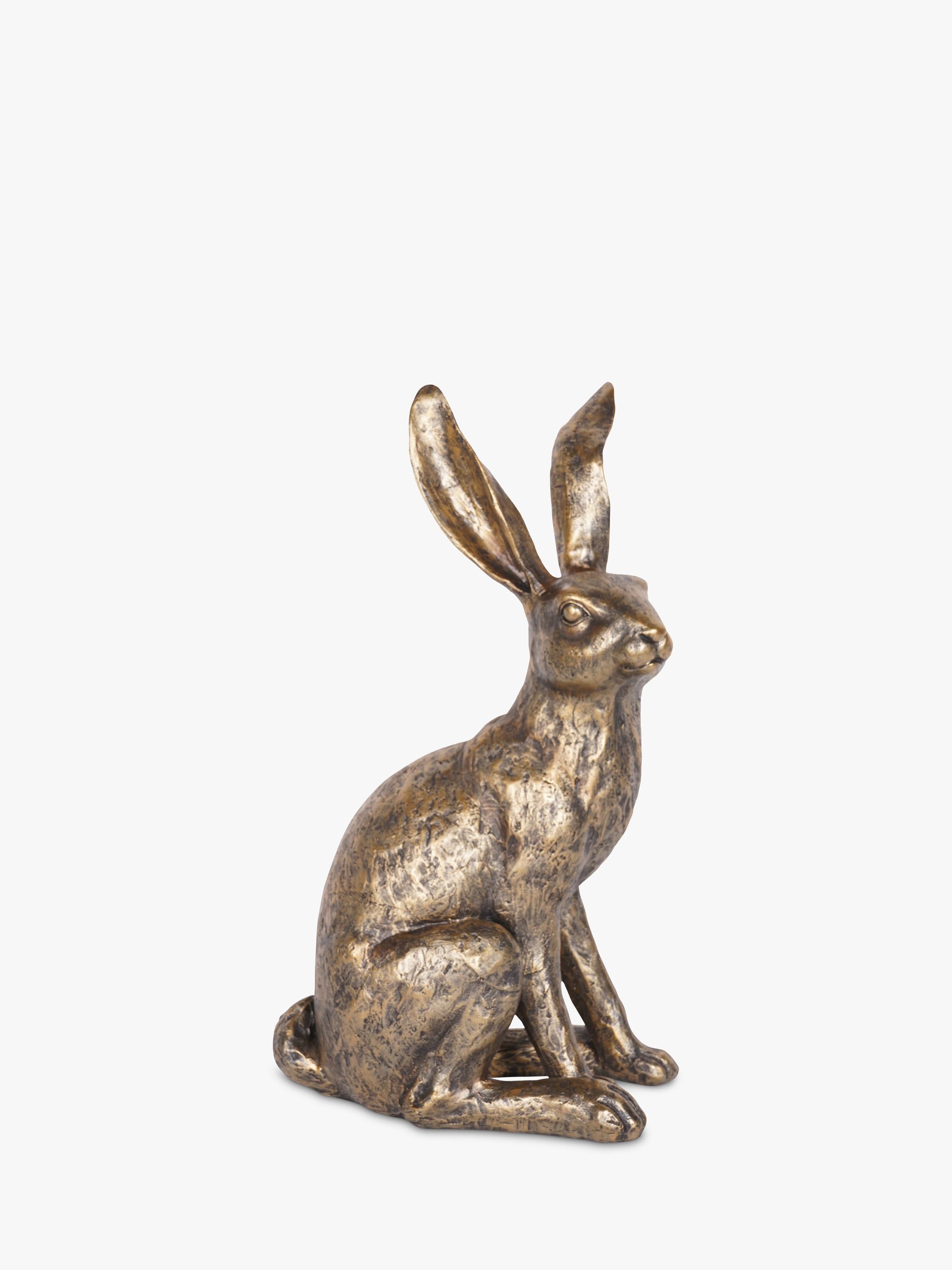 Large Sitting Hare Sculpture in Antique Gold, 42cm Height