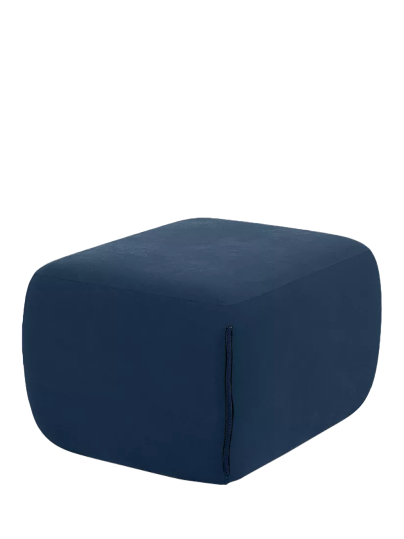 Cozmo Cozy pouffe footstool blue velvet blue piping, UK version