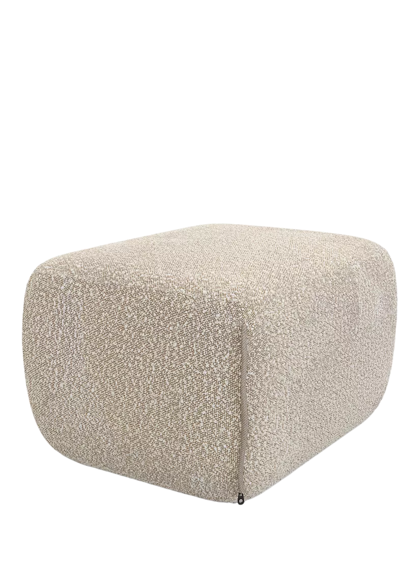 Cozmo Cozy pouffe footstool ecru boucle natural piping (British brand)