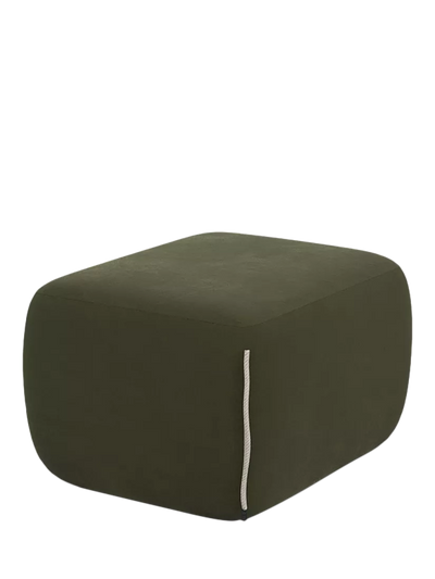 John Lewis Cozmo Cozy Pouffe Footstool, Dark Green Velvet Natural Piping- Buy online at McGrocer