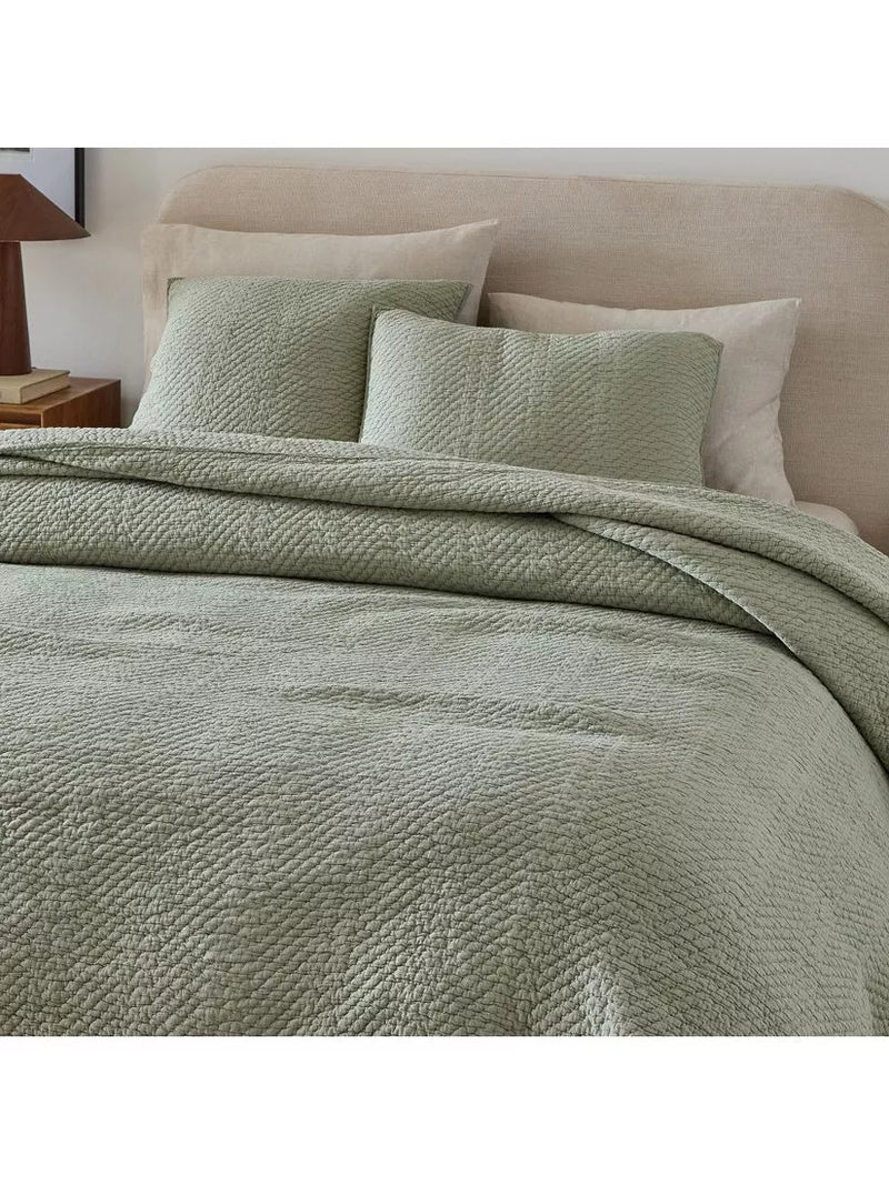 West Elm Baumwoll-Matelasse-Tagesdecke King Size (britische Marke)