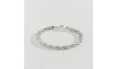 Argos Revere Sterling Silver Twisted Foxtail Chain Bracelet 20cm- Buy online at McGrocer