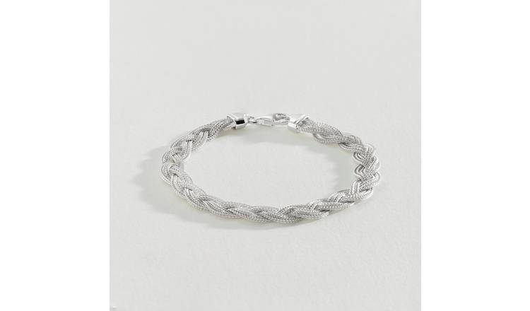 Revere twisted foxtail chain bracelet sterling silver 20cm, UK version
