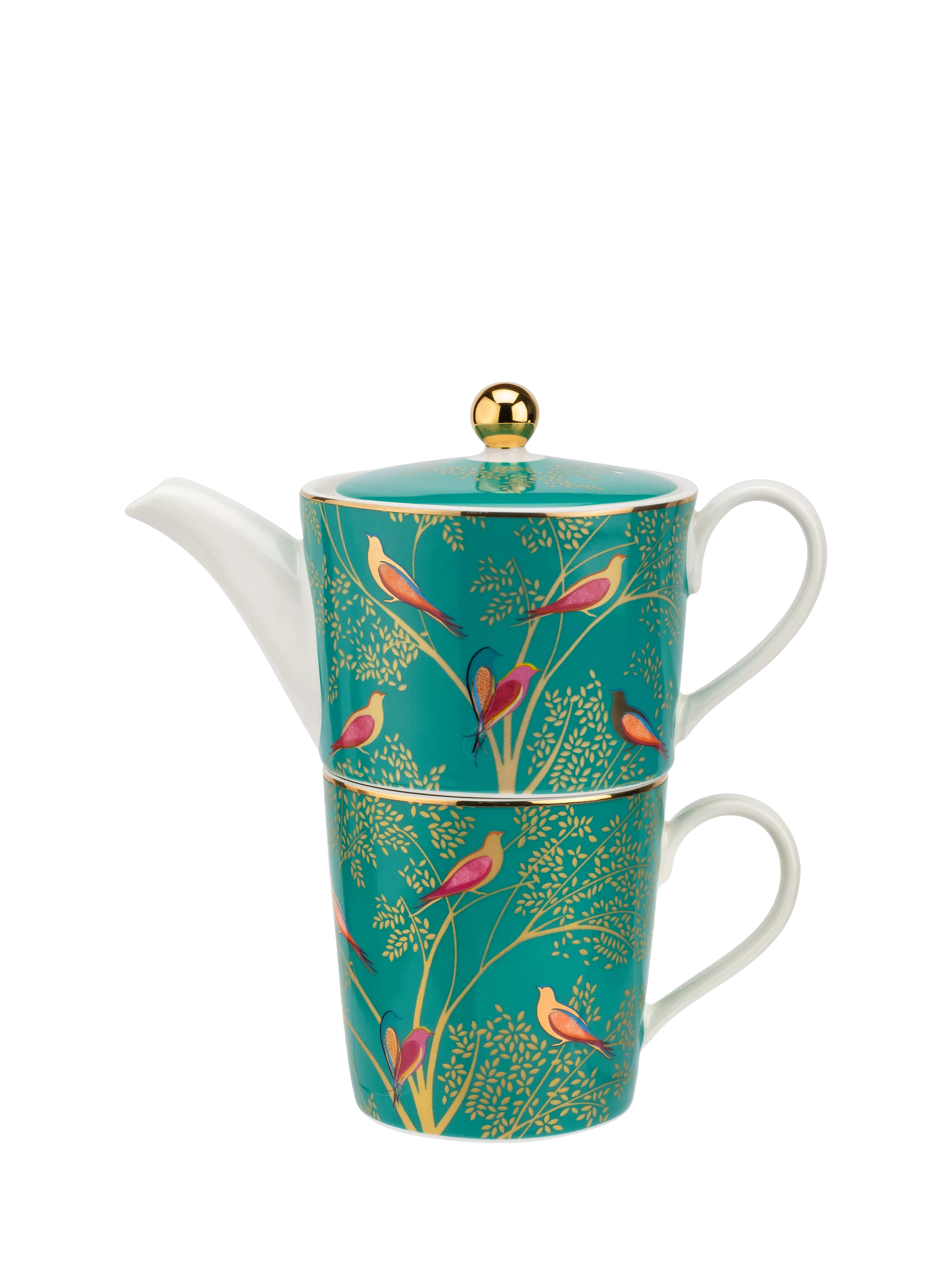 Sara Miller Chelsea Collection tea for one set fine china 350ml green, UK version
