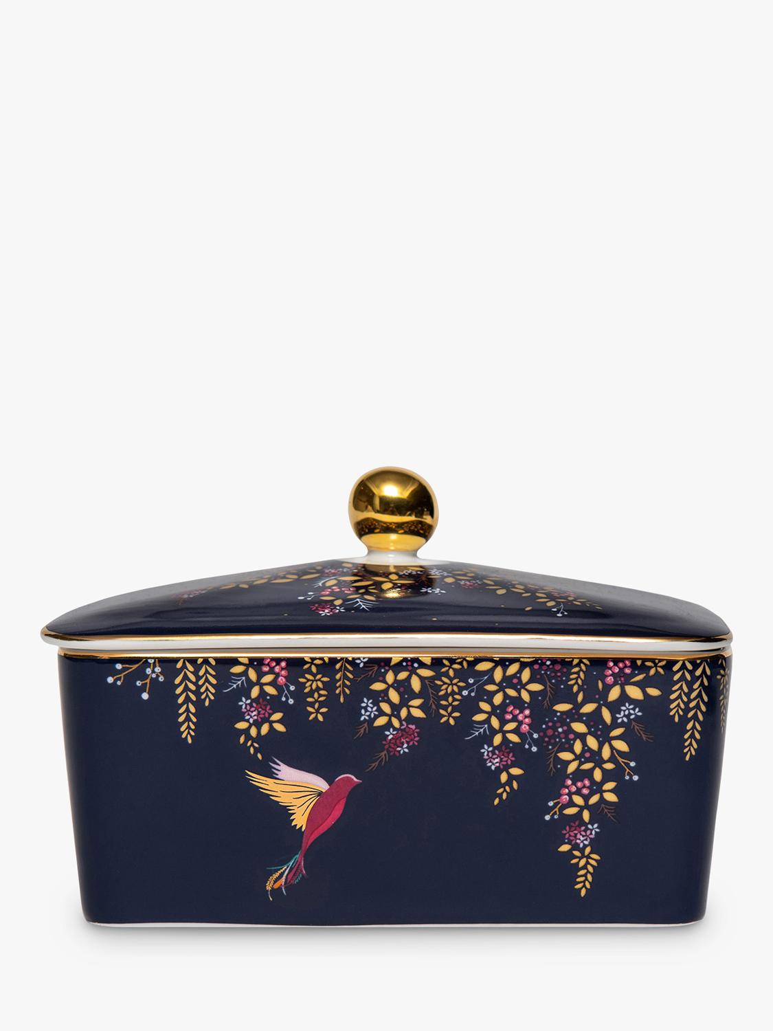 Sara Miller fine china butter dish navy with gold (British brand)