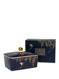 Sara Miller fine china butter dish navy with gold (British brand)
