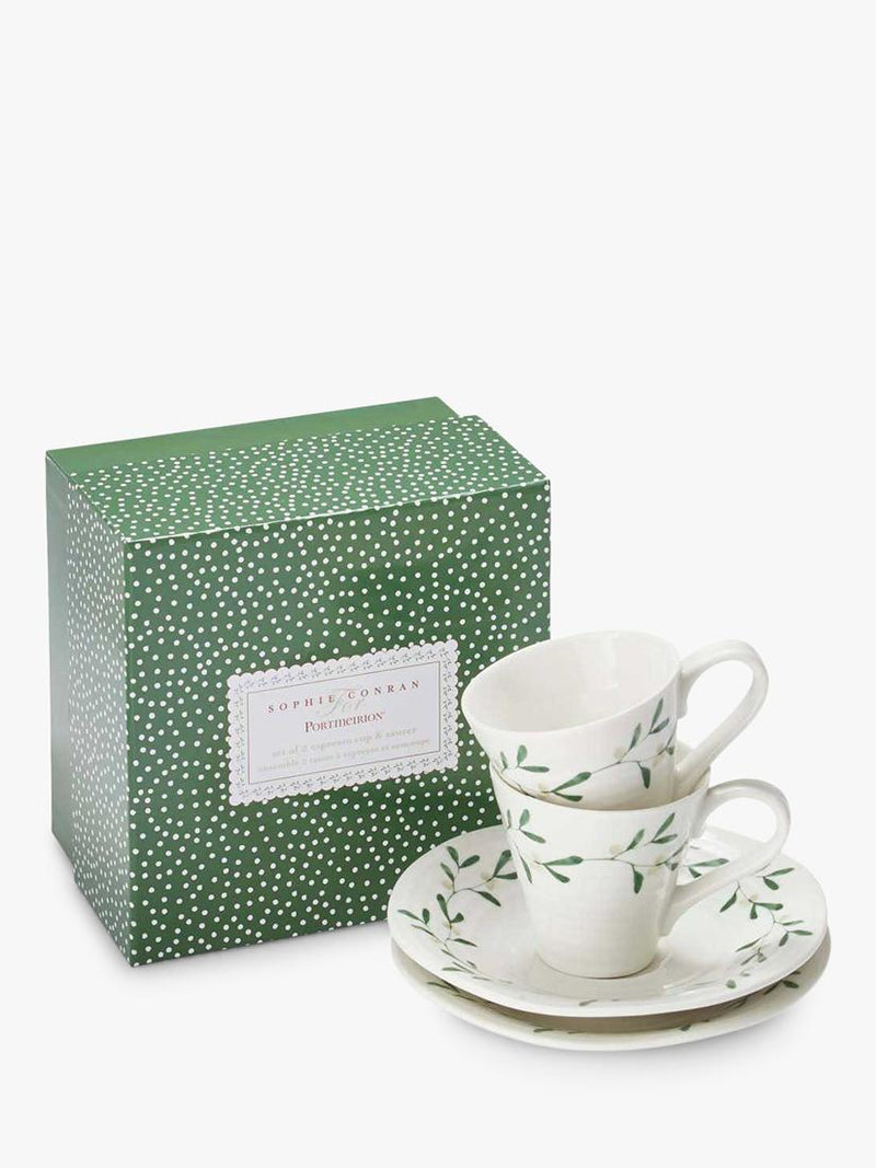 Sophie Conran Portmeirion mistletoe espresso cup saucer 80ml - British product