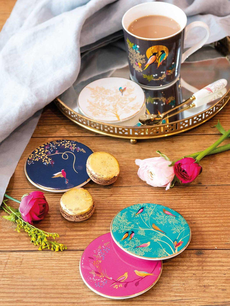 Sara Miller Chelsea Collection fine china round coasters set of 4 (British brand)