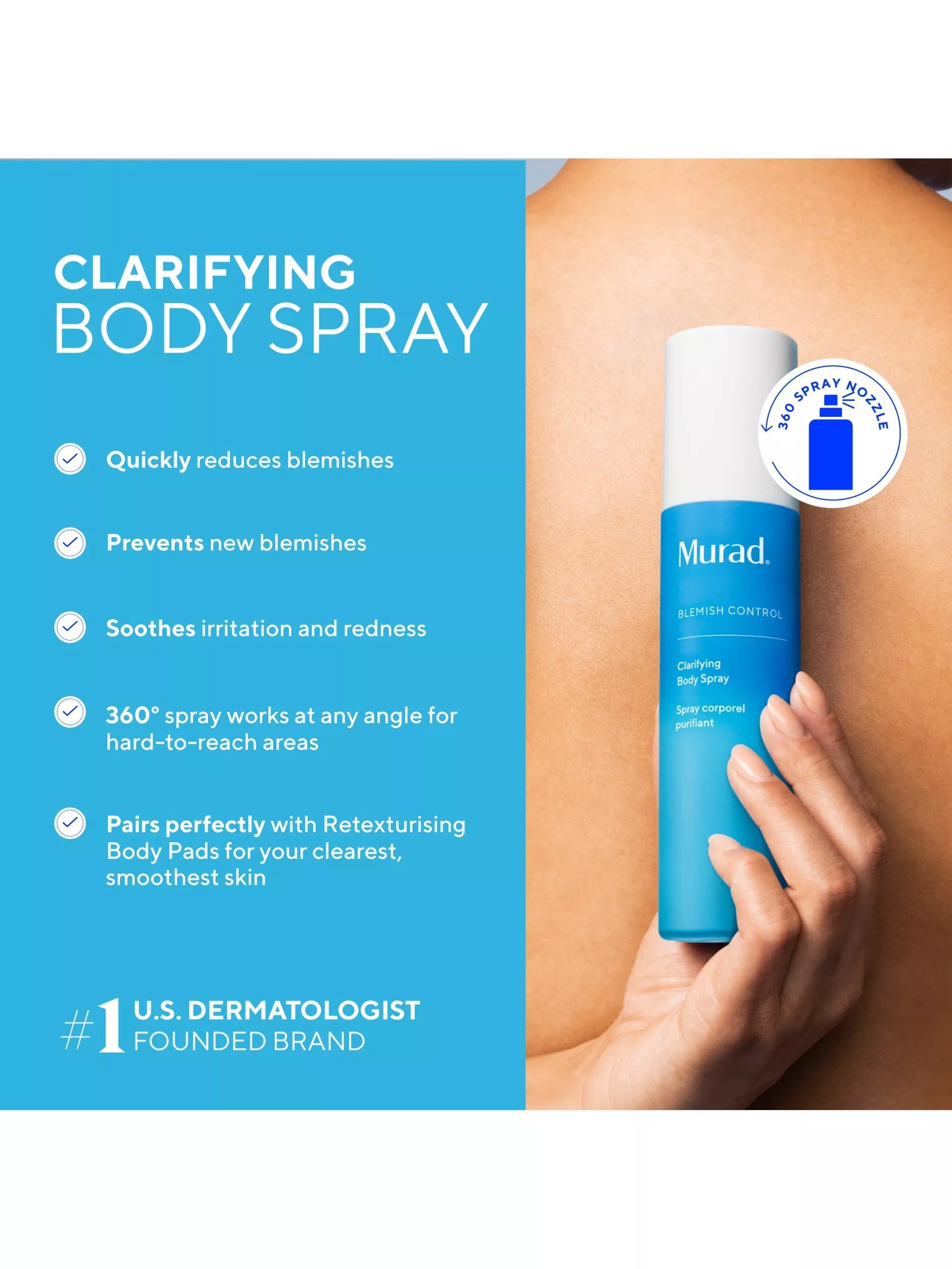 Murad Blemish Control Clarifying Body Spray 180ml, UK version