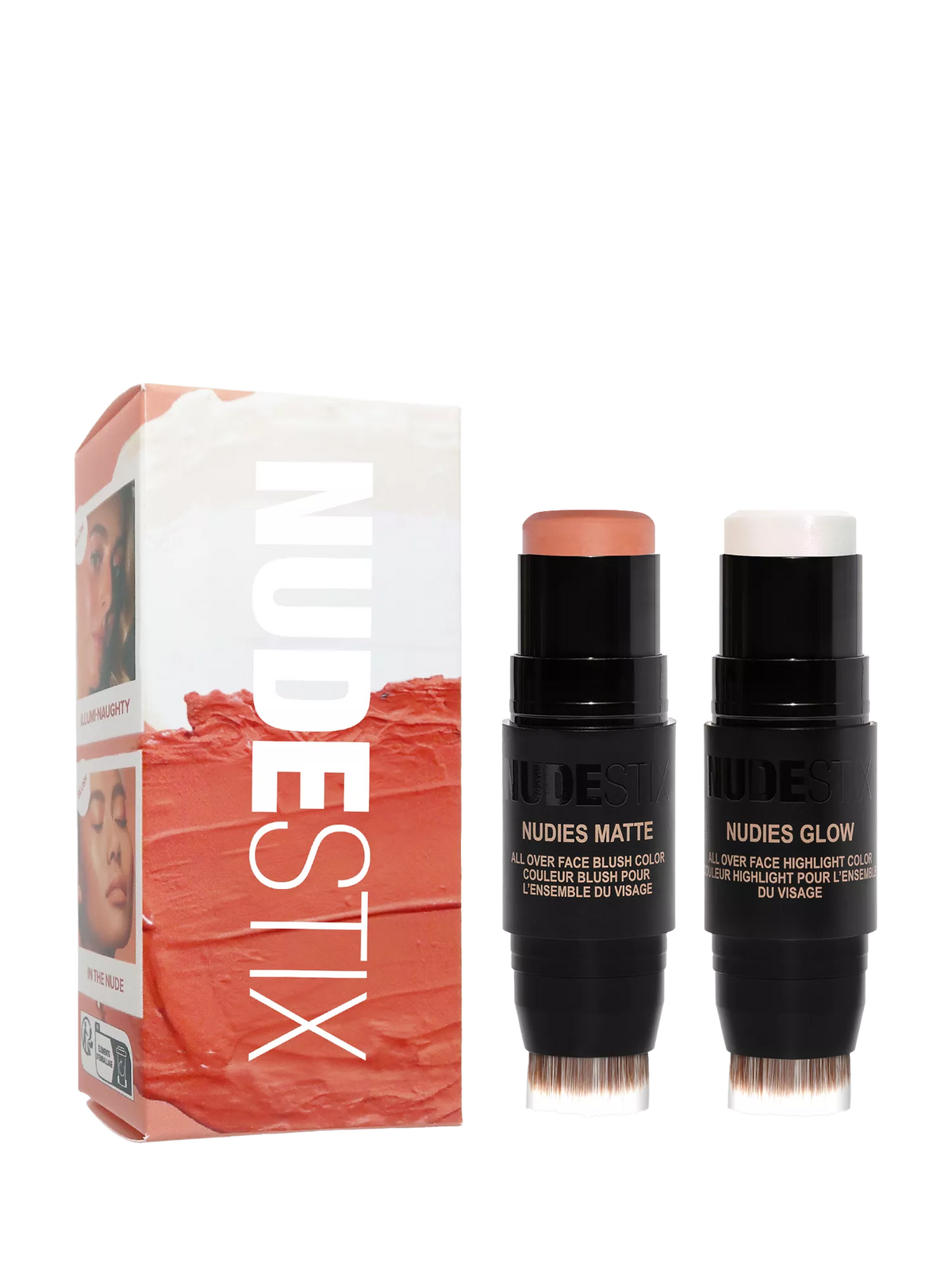 Nudestix makeup gift set with matte blush and cream highlighter 14g, imported from the UK