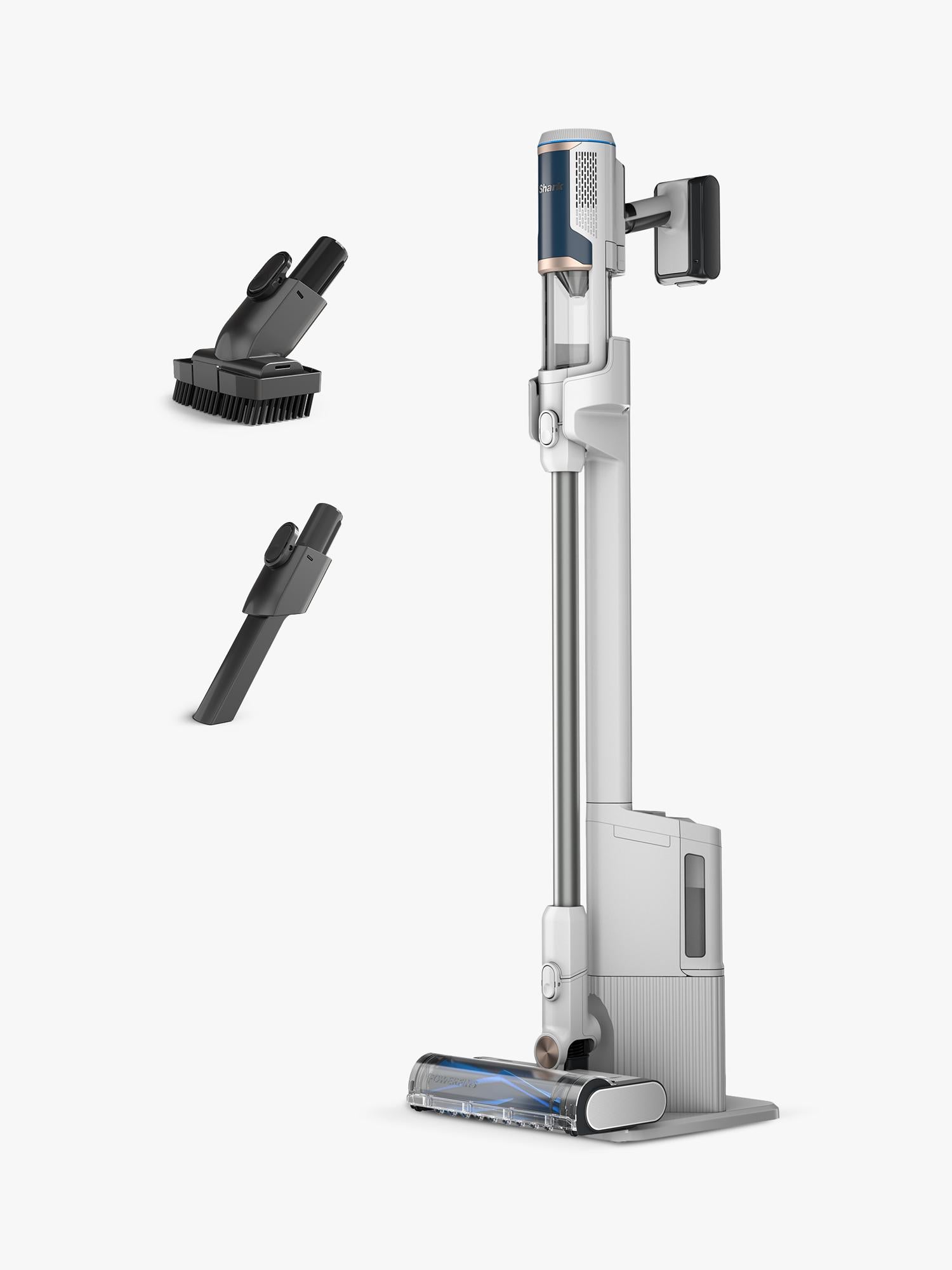 Shark cordless vacuum cleaner in White, Navy and Brass, imported from the UK