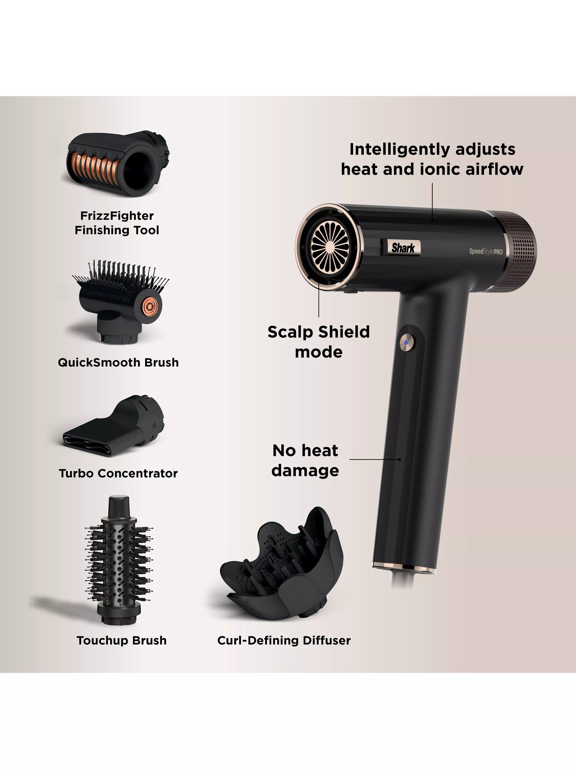 Shark SpeedStyle Pro hair dryer system in black, imported from the UK