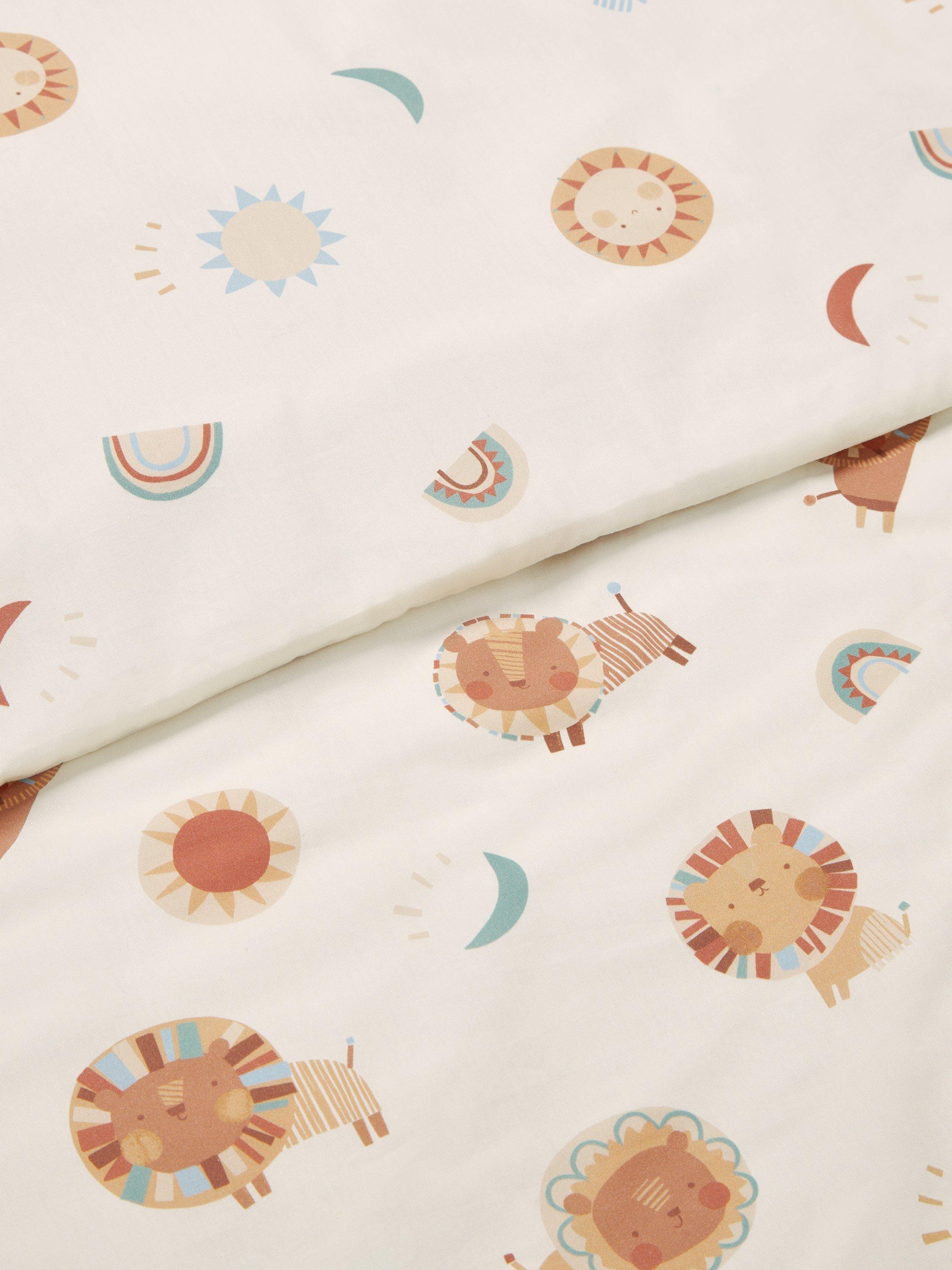 John Lewis reversible cotton duvet cover lion weather cot, UK version